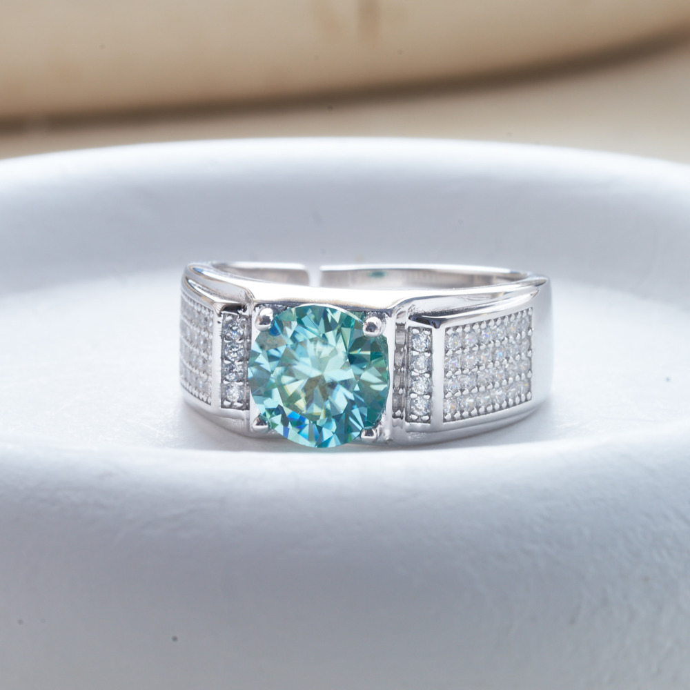 Moissanite Engagement Ring 1 Carat - 1 Karaat Natuurlijke Blauwe Kleur Moissanite