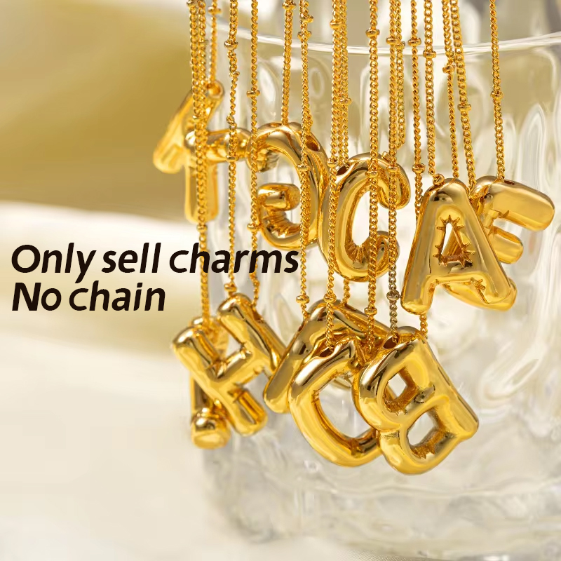 Initial Letter Necklace 18K Gold - Carlidana Bubble 26 Letters Naam Kettingen