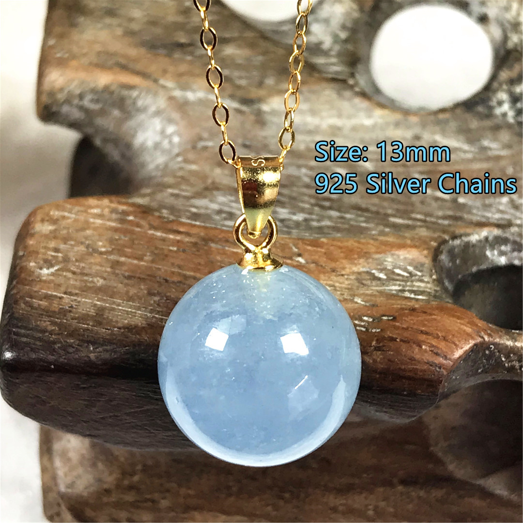 13Mm Natuurlijke Blauwe Aquama - 925 Sterling Silver Chain Necklace Men recensie en prijs