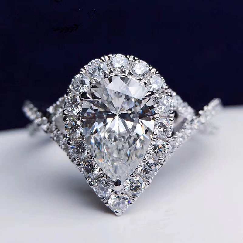 Aangepaste massief 14K witgoud - Moissanite Engagement Ring 1 Carat recensie en prijs