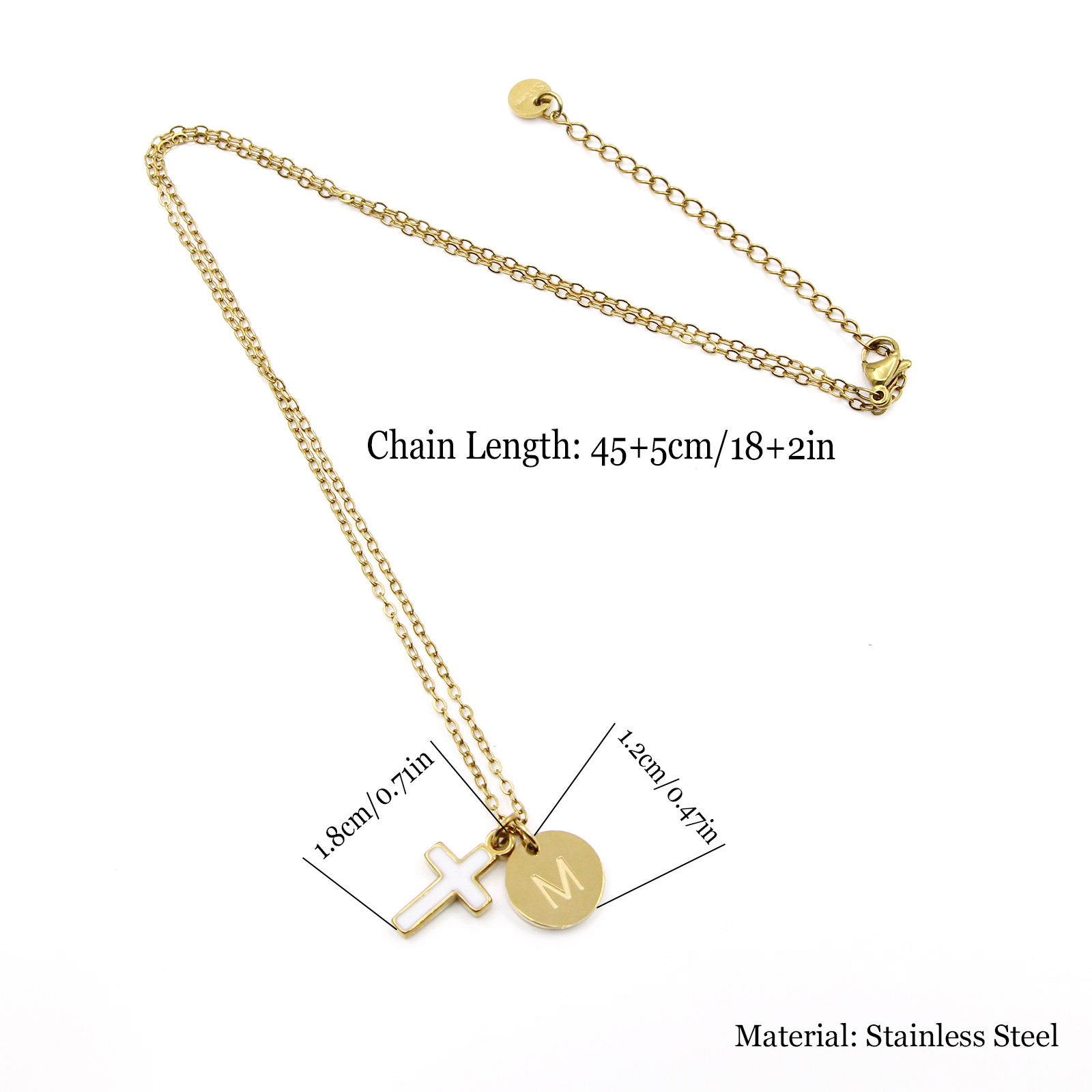Kruis Initiaal Ketting RVS 18K - Initial Letter Necklace 18K Gold recensie en prijs