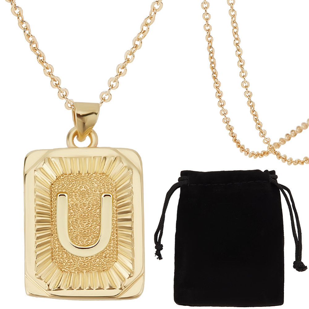 1 doosje 1 stuk initialenketti - Initial Letter Necklace 18K Gold recensie en prijs