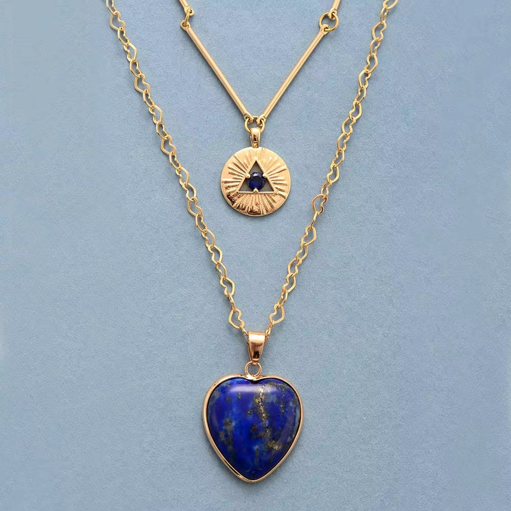 Gelaagde kettingen met natuurl - Layered Pendant Necklace Aesthetic recensie en prijs