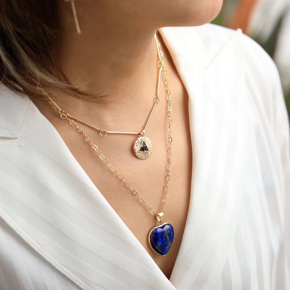 Gelaagde kettingen met natuurl - Layered Pendant Necklace Aesthetic recensie en prijs